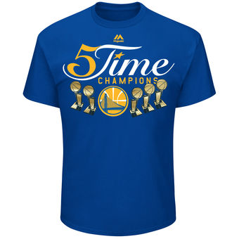 Men's Golden State Warriors Majestic Royal 2017 NBA Finals Champions Multi-Champs T-Shirt Men's Golden State Warriors Majestic Royal 2017 NBA Finals Champions Multi-Champs T-Shirt