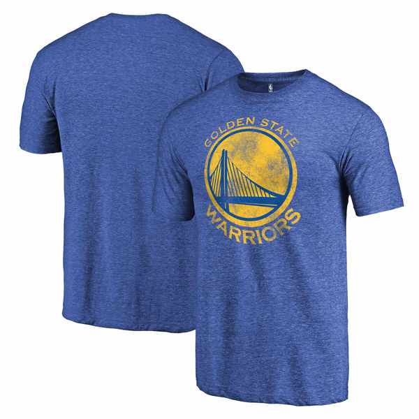 Men's Golden State Warriors Royal Distressed Team Tri-Blend T-Shirt