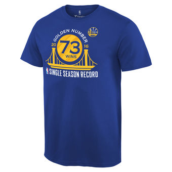 Men's Golden State Warriors Royal Record Breaking Season Exclusive Golden Number T-Shirt Men's Golden State Warriors Royal Record Breaking Season Exclusive Golden Number T-Shirt