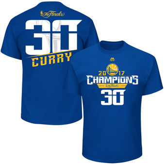 Men's Golden State Warriors Stephen Curry Majestic Royal 2017 NBA Finals Champions Big & Tall Name & Number T-Shirt