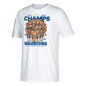 Men's Golden State Warriors adidas White 2017 NBA Finals Champions Caricature T-Shirt