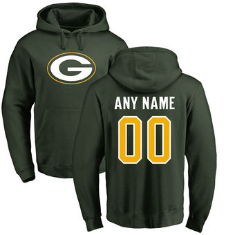Men's Green Bay Packers Pro Line Green Any Name & Number Logo Personalized Pullover Hoodie