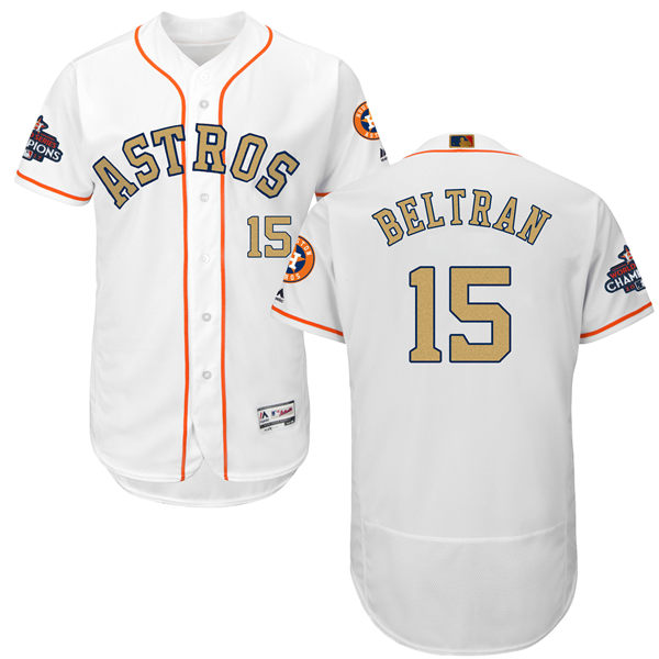 Men's Houston Astros #15 Carlos Beltran White 2018 Gold Program Flexbase Stitched MLB Jersey Men's Houston Astros #15 Carlos Beltran White 2018 Gold Program Flexbase Stitched MLB Jersey