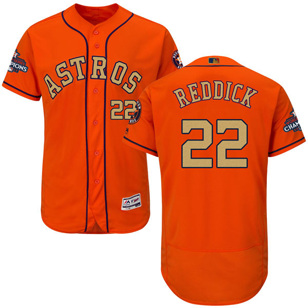 Men's Houston Astros #22 Josh Reddick Orange 2018 Gold Program Flexbase Stitched MLB Jersey Men's Houston Astros #22 Josh Reddick Orange 2018 Gold Program Flexbase Stitched MLB Jersey