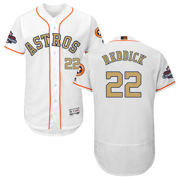 Men's Houston Astros #22 Josh Reddick White 2018 Gold Program Flexbase Stitched MLB Jersey