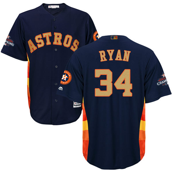 Men's Houston Astros #34 Nolan Ryan  Gonzalez Navy Blue 2018 Gold Program Cool Base Stitched MLB Jersey