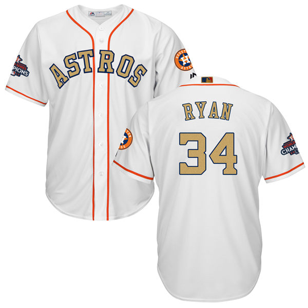 Men's Houston Astros #34 Nolan Ryan  Gonzalez White 2018 Gold Program Cool Base Stitched MLB Jersey