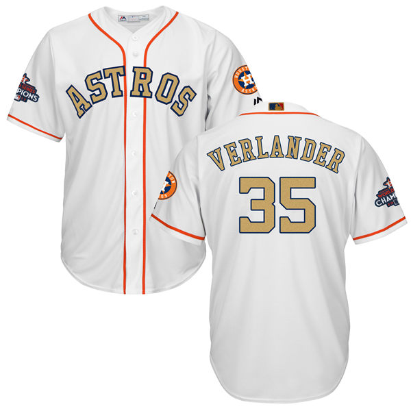 Men's Houston Astros #35 Justin Verlander White 2018 Gold Program Cool Base Stitched MLB Jersey Men's Houston Astros #35 Justin Verlander White 2018 Gold Program Cool Base Stitched MLB Jersey