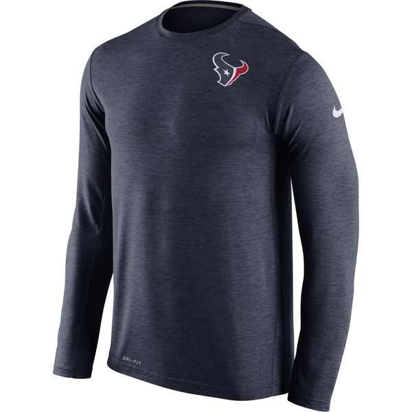 Men's Houston Texans Nike Navy Dri-FIT Touch Long Sleeve Performance T-Shirt