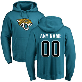 Men's Jacksonville Jaguars Pro Line Teal Personalized Name & Number Logo Pullover Hoodie