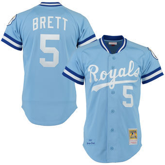 Men's Kansas City Royals George Brett Mitchell & Ness Light Blue Throwback Authentic Jersey