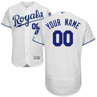 Men's Kansas City Royals Majestic Home White FlexBase Authentic Collection Custom Jersey