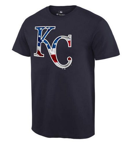 Men's Kansas City Royals USA Flag Fashion T-Shirt Navy Blue Men's Kansas City Royals USA Flag Fashion T-Shirt Navy Blue