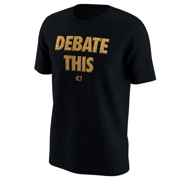 Men's Kevin Durant Golden State Warriors Nike 2017 NBA Finals Champions Debate This T-Shirt - Black