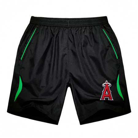 Men's Los Angeles Angels Of Anaheim Black Green Stripe MLB Shorts