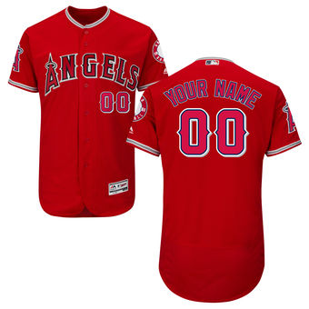 Men's Los Angeles Angels of Anaheim Majestic Alternate Scarlet FlexBase Authentic Collection Custom Jersey Men's Los Angeles Angels of Anaheim Majestic Alternate Scarlet FlexBase Authentic Collection Custom Jersey