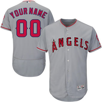 Men's Los Angeles Angels of Anaheim Majestic Road Gray FlexBase Authentic Collection Custom Jersey Men's Los Angeles Angels of Anaheim Majestic Road Gray FlexBase Authentic Collection Custom Jersey