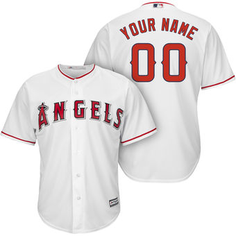 Men's Los Angeles Angels of Anaheim Majestic White Cool Base Custom Jersey Men's Los Angeles Angels of Anaheim Majestic White Cool Base Custom Jersey