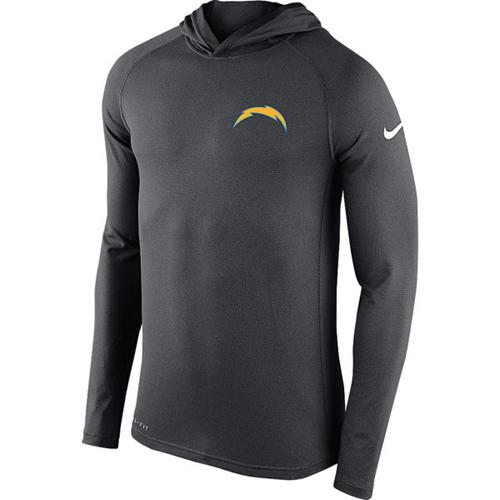 Men's Los Angeles Chargers Nike Charcoal Stadium Touch Hooded Performance Long Sleeve T-Shirt Men's Los Angeles Chargers Nike Charcoal Stadium Touch Hooded Performance Long Sleeve T-Shirt