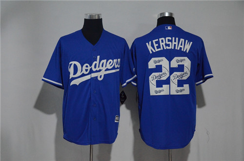 Men's Los Angeles Dodgers #22 Clayton Kershaw Majestic Blue 2017 Color Printing Cool Base Jersey