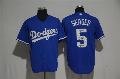 Men's Los Angeles Dodgers #5 Corey Seager Majestic Blue 2017 Color Printing Cool Base Jersey