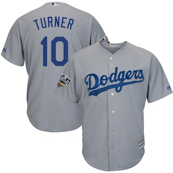 Men's Los Angeles Dodgers Justin Turner Majestic Gray 2018 World Series Cool Base Player Jersey Men's Los Angeles Dodgers Justin Turner Majestic Gray 2018 World Series Cool Base Player Jersey