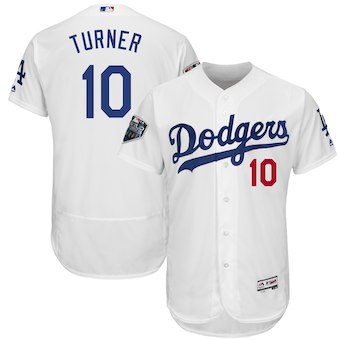 Men's Los Angeles Dodgers Justin Turner Majestic White 2018 World Series Flex Base Player Jersey Men's Los Angeles Dodgers Justin Turner Majestic White 2018 World Series Flex Base Player Jersey