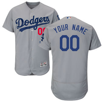 Men's Los Angeles Dodgers Majestic Alternate Road Gray FlexBase Authentic Collection Custom Jersey Men's Los Angeles Dodgers Majestic Alternate Road Gray FlexBase Authentic Collection Custom Jersey
