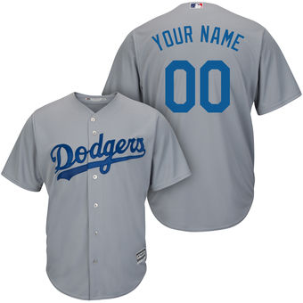 Men's Los Angeles Dodgers Majestic Gray Road Alternate Cool Base Custom Jersey Men's Los Angeles Dodgers Majestic Gray Road Alternate Cool Base Custom Jersey