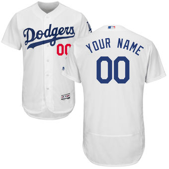 Men's Los Angeles Dodgers Majestic Home White FlexBase Authentic Collection Custom Jersey