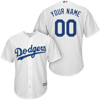 Men's Los Angeles Dodgers Majestic White Home Cool Base Custom Jersey Men's Los Angeles Dodgers Majestic White Home Cool Base Custom Jersey