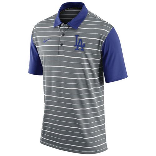 Men's Los Angeles Dodgers Nike Gray Dri-FIT Stripe Polo Men's Los Angeles Dodgers Nike Gray Dri-FIT Stripe Polo