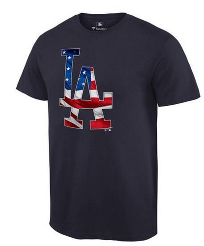 Men's Los Angeles Dodgers USA Flag Fashion T-Shirt Navy Blue Men's Los Angeles Dodgers USA Flag Fashion T-Shirt Navy Blue