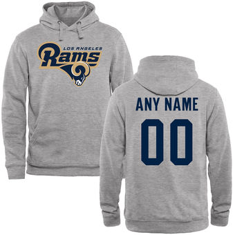 Men's Los Angeles Rams Heather Gray Personalized Name & Number Wordmark Pullover Hoodie