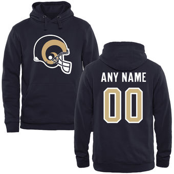 Men's Los Angeles Rams Navy Personalized Name & Number Helmet Pullover Hoodie