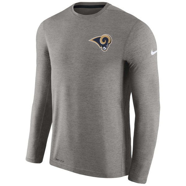 Men's Los Angeles Rams Nike Charcoal Coaches Long Sleeve Performance T-Shirt Men's Los Angeles Rams Nike Charcoal Coaches Long Sleeve Performance T-Shirt