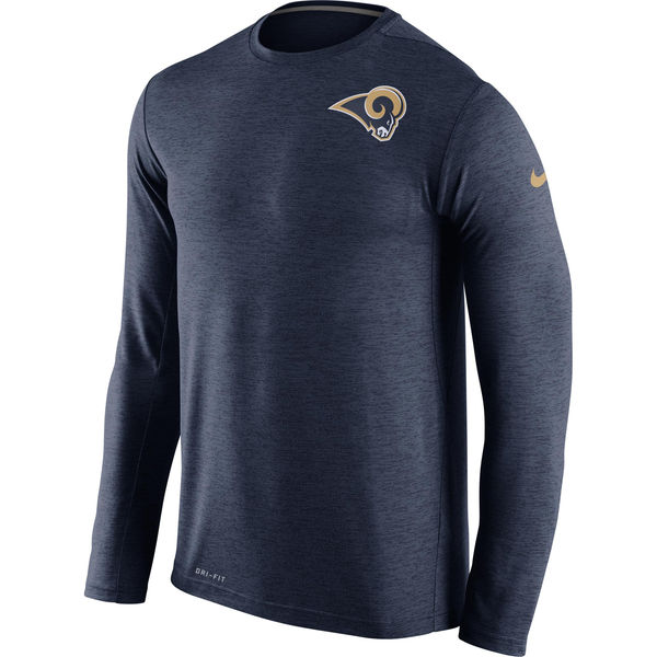 Men's Los Angeles Rams Nike Navy Dri-FIT Touch Long Sleeve Performance T-Shirt Men's Los Angeles Rams Nike Navy Dri-FIT Touch Long Sleeve Performance T-Shirt