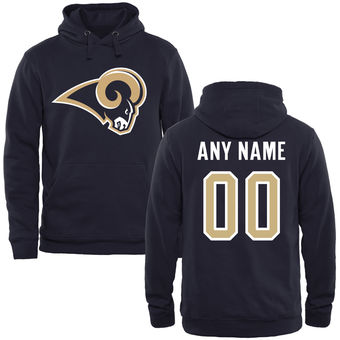 Men's Los Angeles RamsNavy Personalized Name & Number Logo Pullover Hoodie
