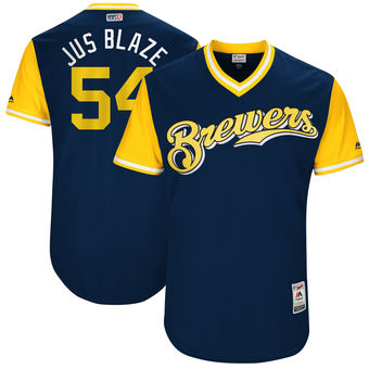 Men's Milwaukee Brewers Michael Blazek Jus Blaze Majestic Navy 2017 Players Weekend Authentic Jersey Men's Milwaukee Brewers Michael Blazek Jus Blaze Majestic Navy 2017 Players Weekend Authentic Jersey