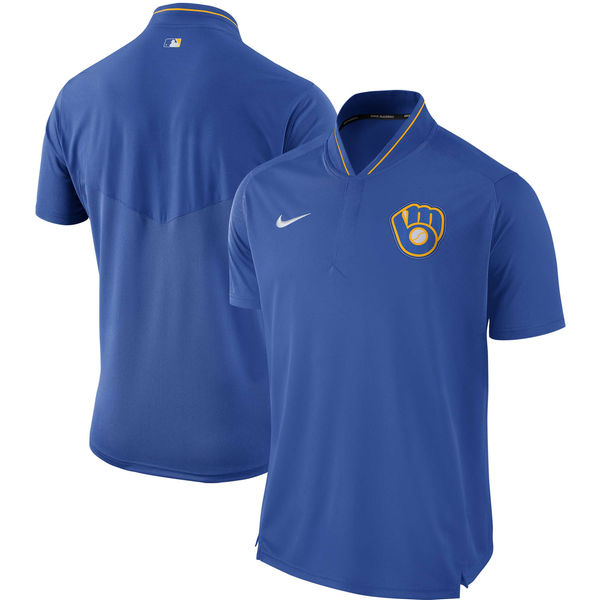 Men's Milwaukee Brewers Nike Royal Authentic Collection Elite Performance Polo