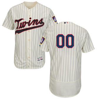 Men's Minnesota Twins Majestic Alternate Ivory Navy FlexBase Authentic Collection Custom Jersey