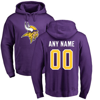 Men's Minnesota Vikings Pro Line Purple Any Name & Number Logo Personalized Pullover Hoodie