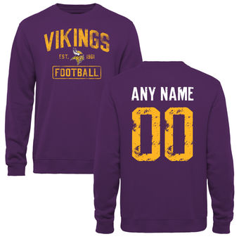 Men's Minnesota Vikings Purple Distressed Custom Name & Number Pullover Sweatshirt