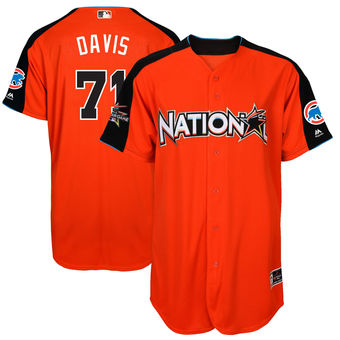 Men's National League Cubs Wade Davis Majestic Orange 2017 MLB All-Star Game Home Run Derby Player Jersey