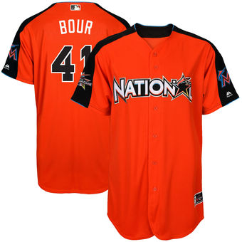 Men's National League Marlins Justin Bour Majestic Orange 2017 MLB All-Star Game Home Run Derby Player Jersey