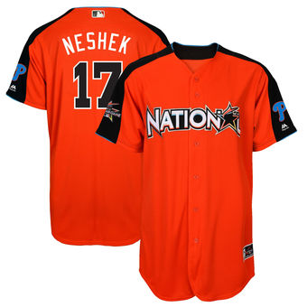Men's National League Phillies Pat Neshek Majestic Orange 2017 MLB All-Star Game Home Run Derby Player Jersey