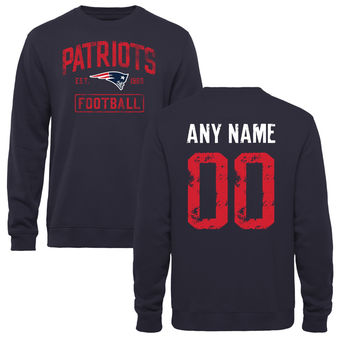 Men's Navy New England Patriots Distressed Custom Name & Number Pullover Sweatshirt Men's Navy New England Patriots Distressed Custom Name & Number Pullover Sweatshirt