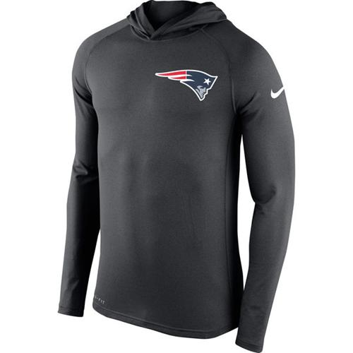 Men's New England Patriots Nike Charcoal Stadium Touch Hooded Performance Long Sleeve T-Shirt Men's New England Patriots Nike Charcoal Stadium Touch Hooded Performance Long Sleeve T-Shirt