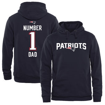 Men's New England Patriots Pro Line Navy Number 1 Dad Pullover Hoodie