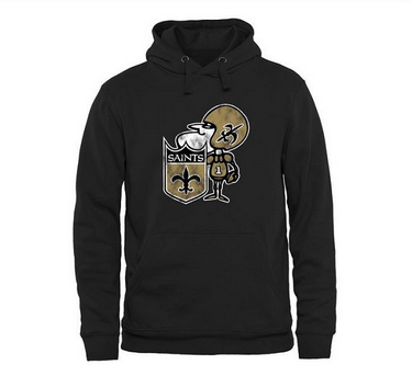 Men's New Orleans Saints Pro Line Black Throwback Logo Pullover Hoodie